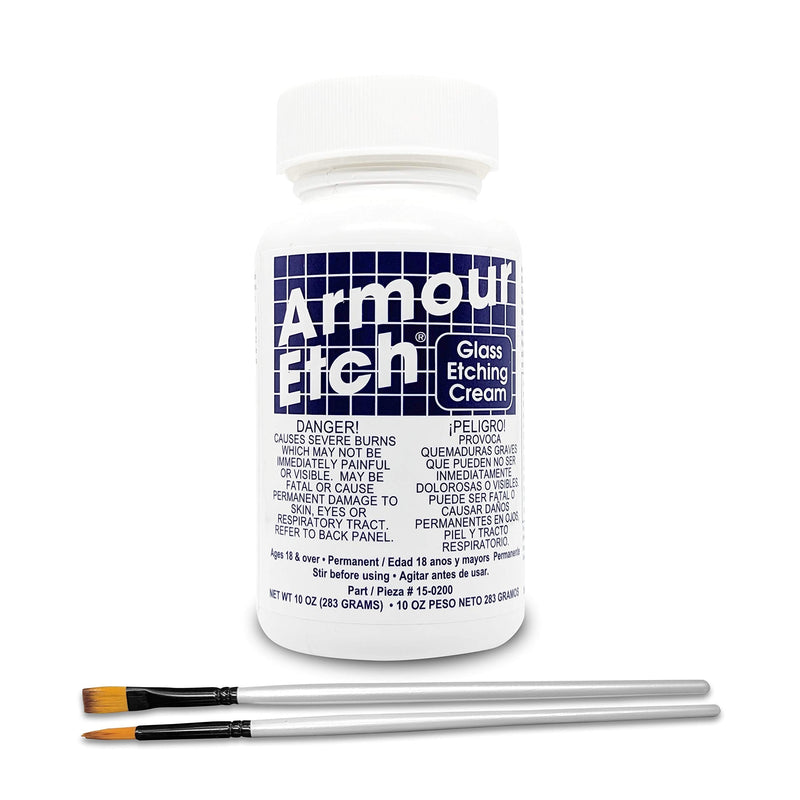 Armour Etch Glass Etching Cream Kit - Create Permanently Etched Designs - 10oz Net Weight - Bundled with Moshify Application Brushes - NewNest Australia