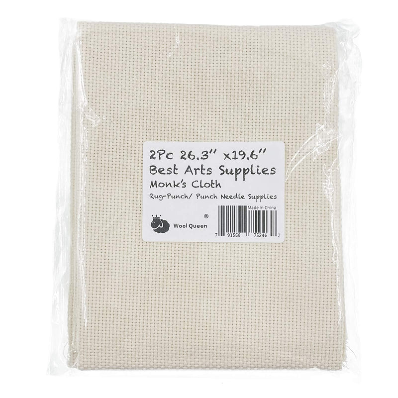Wool Queen 2Pc 26.3''x19.6'' Needlework Fabric Monk's Cloth for Rug-Punch/Punch Needle 2PCS-26.3x19.6 Inch - NewNest Australia