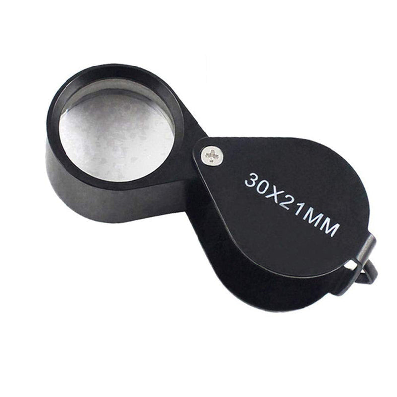 iKKEGOL Pocket Jewelry Loupe 30x 21mm Foldable Magnifying Jewelers Eye Glass Magnifier, Metal Body Black with Box - NewNest Australia