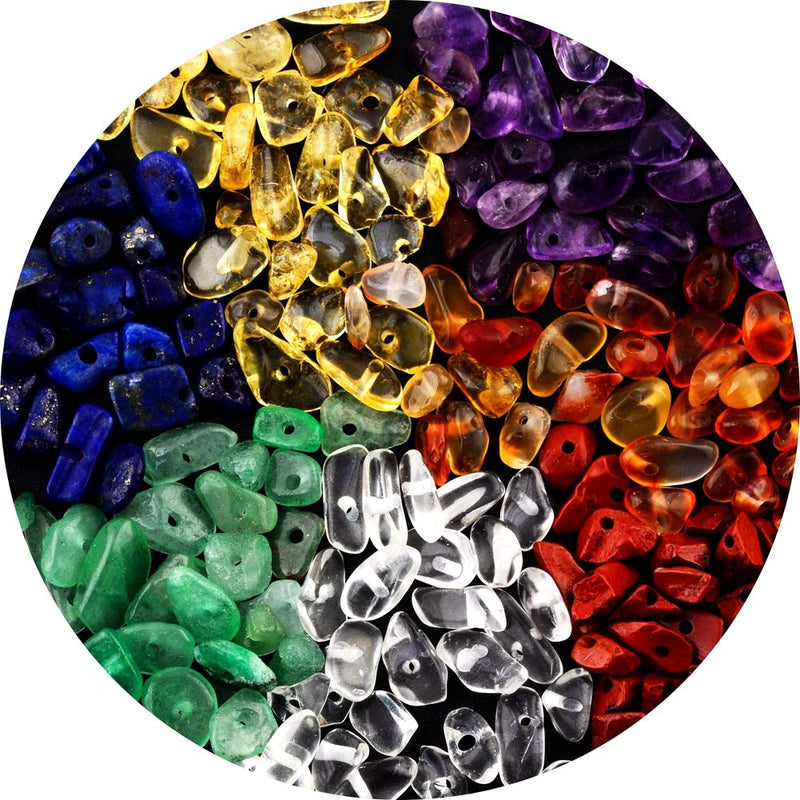7 Chakra Natural Chip Stone Beads 3-5mm 100g About 500 Pieces Irregular Gemstones Healing Crystal Loose Rocks Bead Hole Drilled DIY for Bracelet Jewelry Making Crafting (3-5mm, 7 Chakra Color Mix) - NewNest Australia