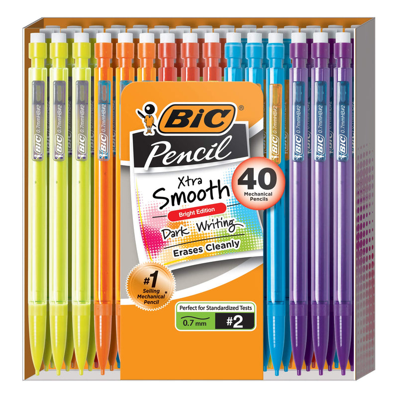BIC Mechanical Pencil Xtra Smooth Bright Edition, Black, 0.7mm, 40-Count, MPCE40-BLK 40 Count (Pack of 1) - NewNest Australia