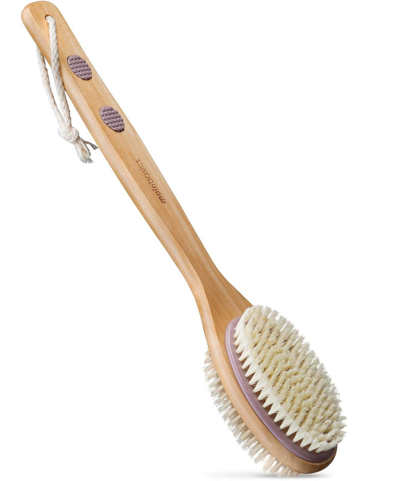 MainBasics Dual-Sided Long Handle Bath Shower Brush Back Scrubber Body Exfoliator Lavender - NewNest Australia