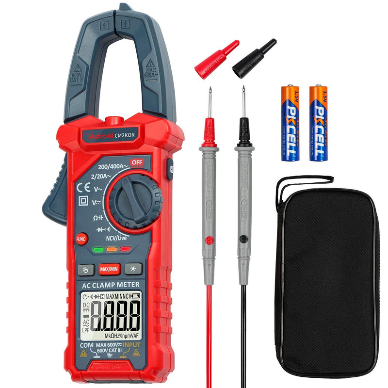 AstroAI Digital Clamp Meter Multimeter 2000 Counts Amp Voltage Tester Auto-ranging with AC/DC Voltage, AC Current, Resistance, Capacitance, Continuity, Live Wire Test, Non-contact Voltage Detection 2000 Counts AC Current - NewNest Australia