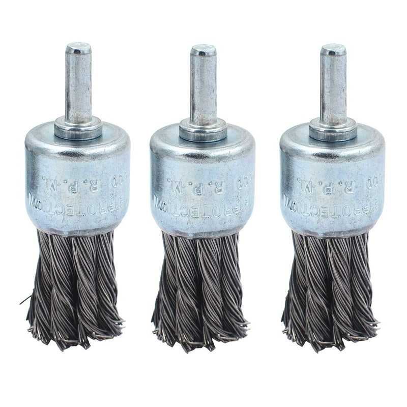 DGOL 3 Packs 1 inch Twist Wire Knot Cup Brush with 1/4 inch Round Shank for Drill,Wire Diameter 0.02 inch - NewNest Australia