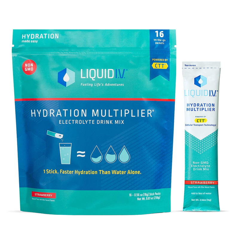 Liquid I.V. Hydration Multiplier - Strawberry - Hydration Powder Packets | Electrolyte Drink Mix | Easy Open Single-Serving Stick | Non-GMO | 16 Sticks 0.56 Ounce (Pack of 16) - NewNest Australia