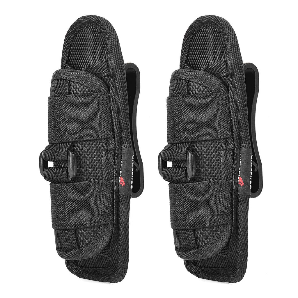 ULTRAFIRE 2PCS 402 Flashlight Pouch Holster,Stretchy Nylon Handheld LED Flashlights Duty Belt Holder,Universal Sizing,with 360 Degrees Rotatable Clip (5.8x2.5in),Black - NewNest Australia