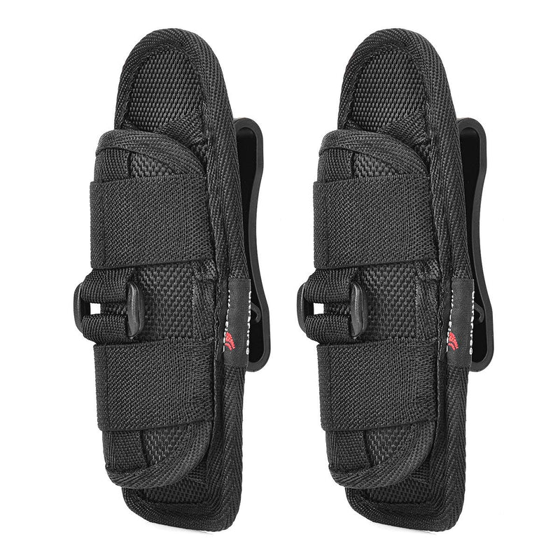 ULTRAFIRE 2PCS 402 Flashlight Pouch Holster,Stretchy Nylon Handheld LED Flashlights Duty Belt Holder,Universal Sizing,with 360 Degrees Rotatable Clip (5.8x2.5in),Black - NewNest Australia