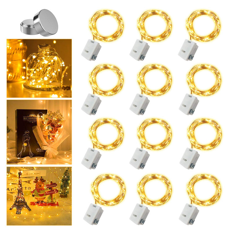 12 Pack Fairy Lights Battery Operated, 3 Speed Modes, Extra 12 Batteries for Replacement, 7Ft 20 LED Mini String Lights, Waterproof Silver Wire, Twinkle Firefly Lights for Bottle(No Remote) 12 Pack - NewNest Australia