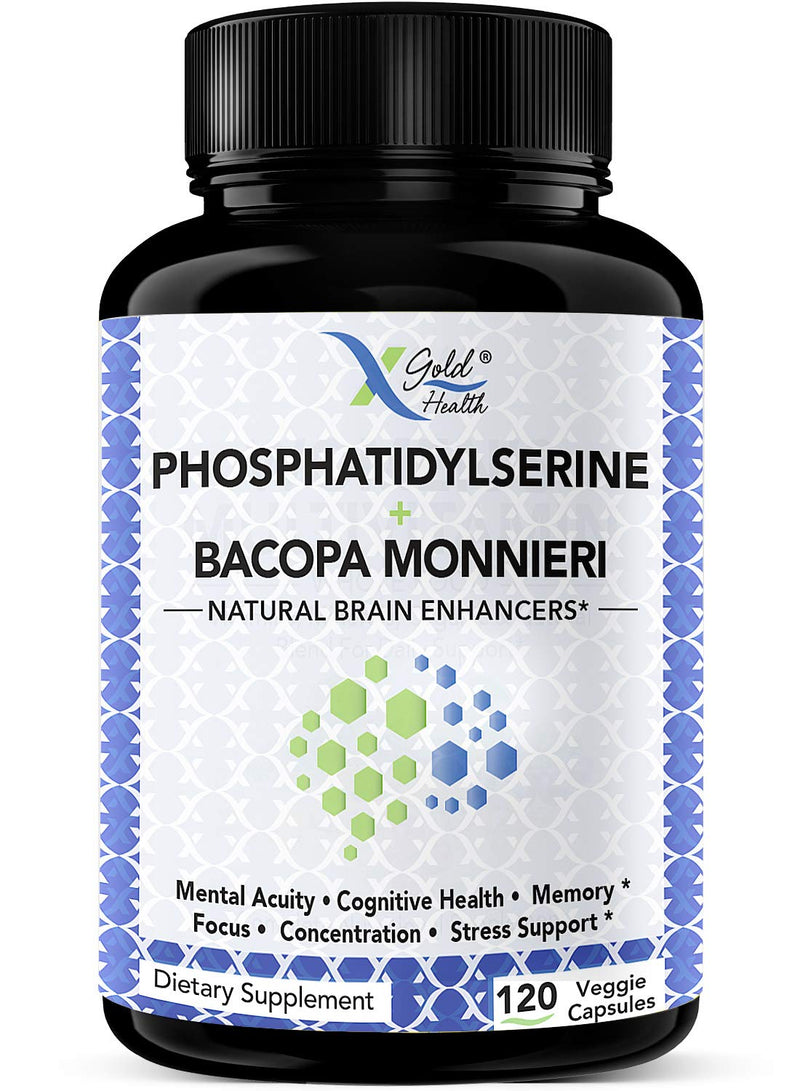 PhosphatidylSerine & Bacopa Monnieri 400 mg 2 in 1 Supplement - Natural Brain Enhancer/Nootropic for Enhanced Focus and Concentration, Memory Support, & Cognitive Function - 120 Vegetarian Capsules - NewNest Australia