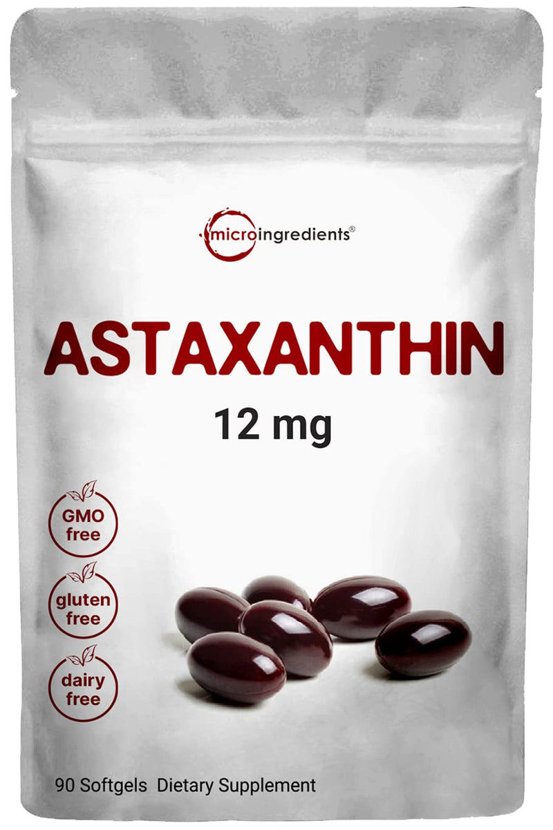 Natural Astaxanthin 12mg, 90 Softgels, 3 Month Supply, Premium Astaxanthin Supplements (MicroAlgae), Supports Eye, Joint, Cardiovascular Health and Antioxidant, Easy to Swallow - NewNest Australia