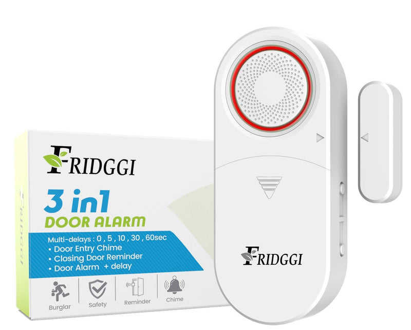 3in1 Alarm - Door Alarm with Delay 80 to 120 dB, Close Door Reminder, Time Delay Door Chime, Multiple Delays 0, 5, 10, 30, 60 Seconds. (White) White - NewNest Australia