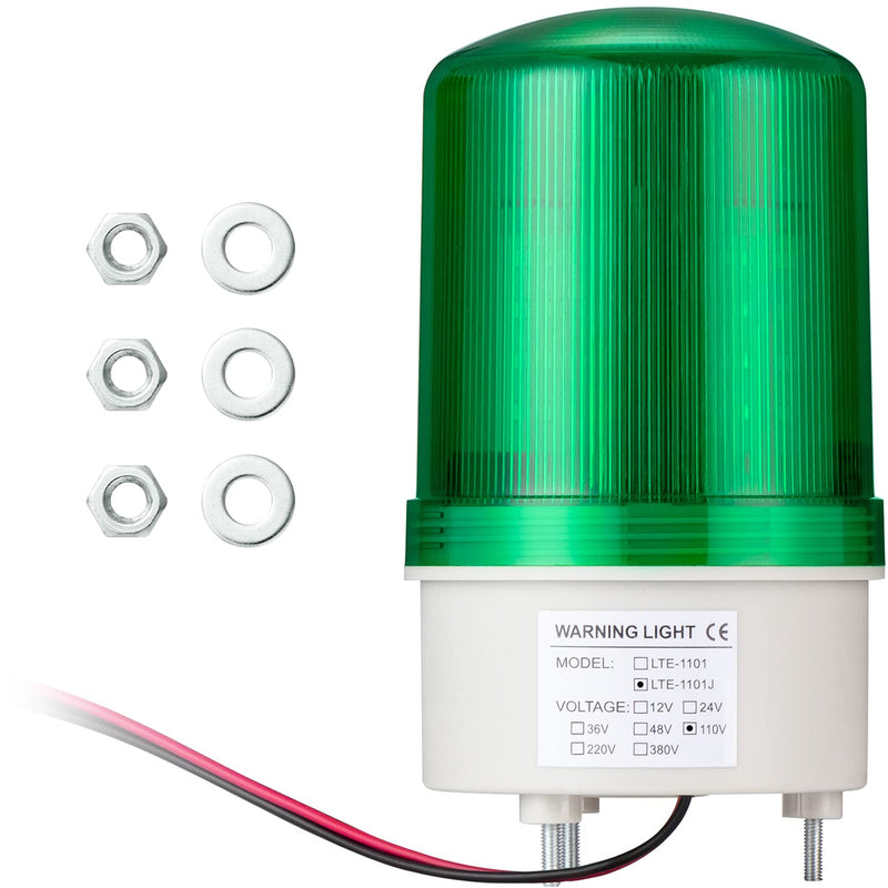 GKEEMARS Industrial Signal Alarm Tower Lamp LTE-1101J AC 110V, LED Rotating Strobe Warning Light with Buzzer for Emergency (Green) Green - NewNest Australia