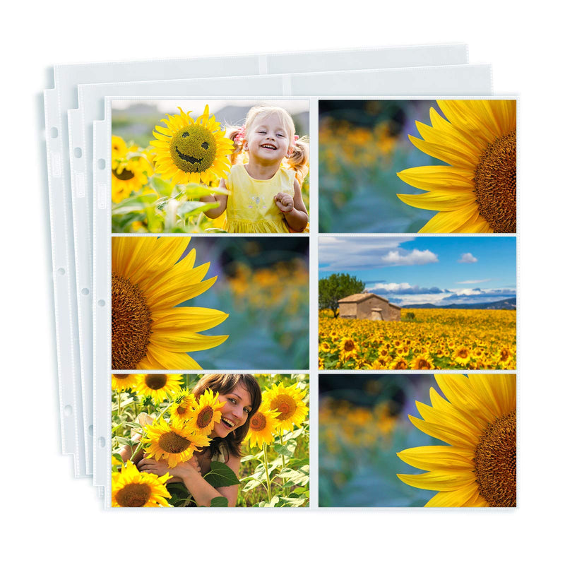 Dunwell Photo Album Refill Pages 12x12 - (4x6 Landscape, 10 Pack) Holds 120 4x6 Photos, 4x6 Photo Sleeves for 3 Ring Binder, D-Ring Scrapbook Album 12x12, Archival Quality Page Protectors 12x12 4x6 Landscape - NewNest Australia