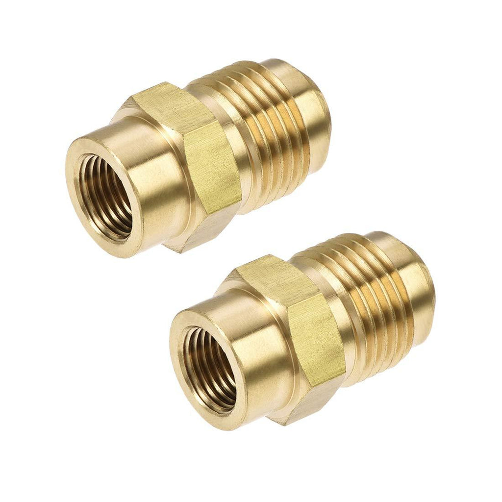 uxcell Brass Pipe fitting, 3/8 SAE Flare Male to 1/8NPT Female Thread, Tubing Adapter Hose Connector, for Air Conditioner Refrigeration, 2Pcs - NewNest Australia