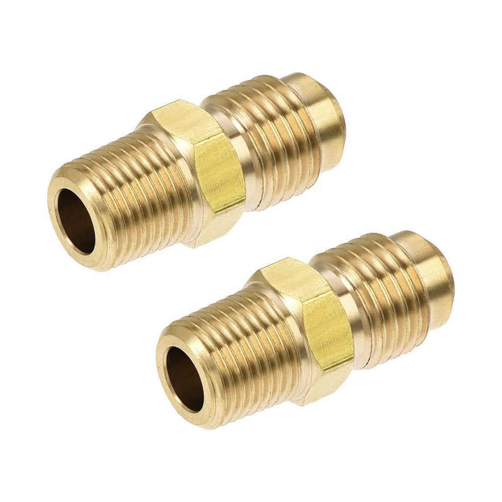 uxcell Brass Pipe fitting, 1/4 SAE Flare to 1/8NPT Male Thread, Tubing Adapter Hose Connector, for Air Conditioner Refrigeration, 2Pcs - NewNest Australia