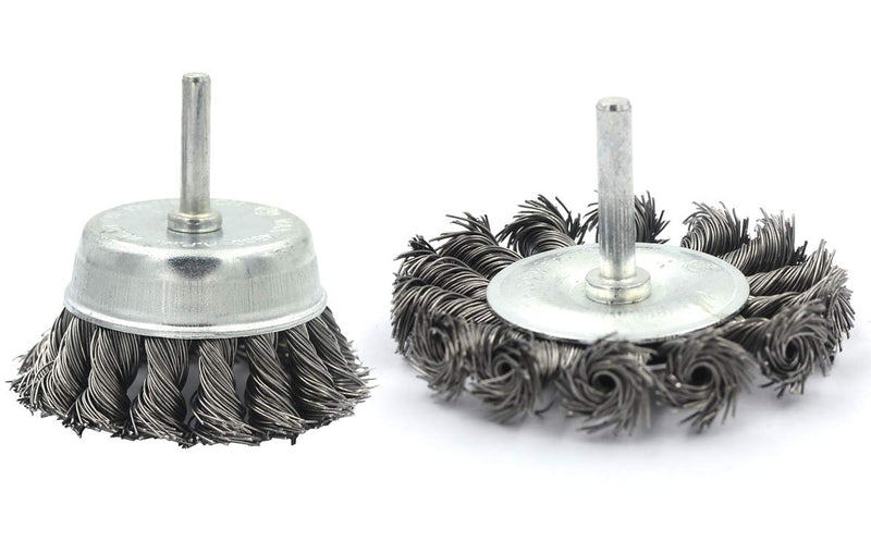 DGOL 3 inch Twist Knot Wire Wheel Brush 1 Pack + Wire Cup Brush 1 Pack with 1/4 inch Round Shank for Die Grinder or Drill,Wire Diameter 0.02 inch - NewNest Australia