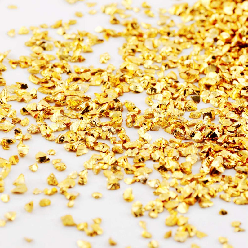 Crushed Glass Irregular Metallic Mini Chips Sprinkles Chunky Glitter Gold 100g 0.5-2.5mm for Nail Arts Craft DIY Vase Filler Epoxy Resin Mold Jewelry Making Decoration (Gold, 0.5-2.5mm) - NewNest Australia