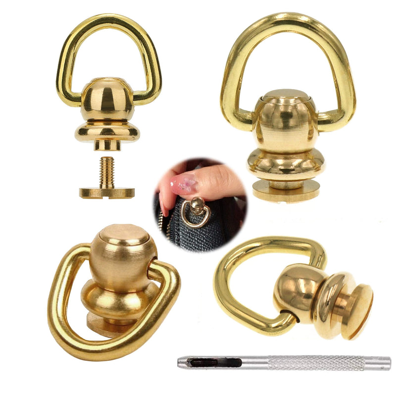 4Pcs Brass Ball Studs Rivets D Ring for Leather Crossbody Purse Craft Gold - NewNest Australia