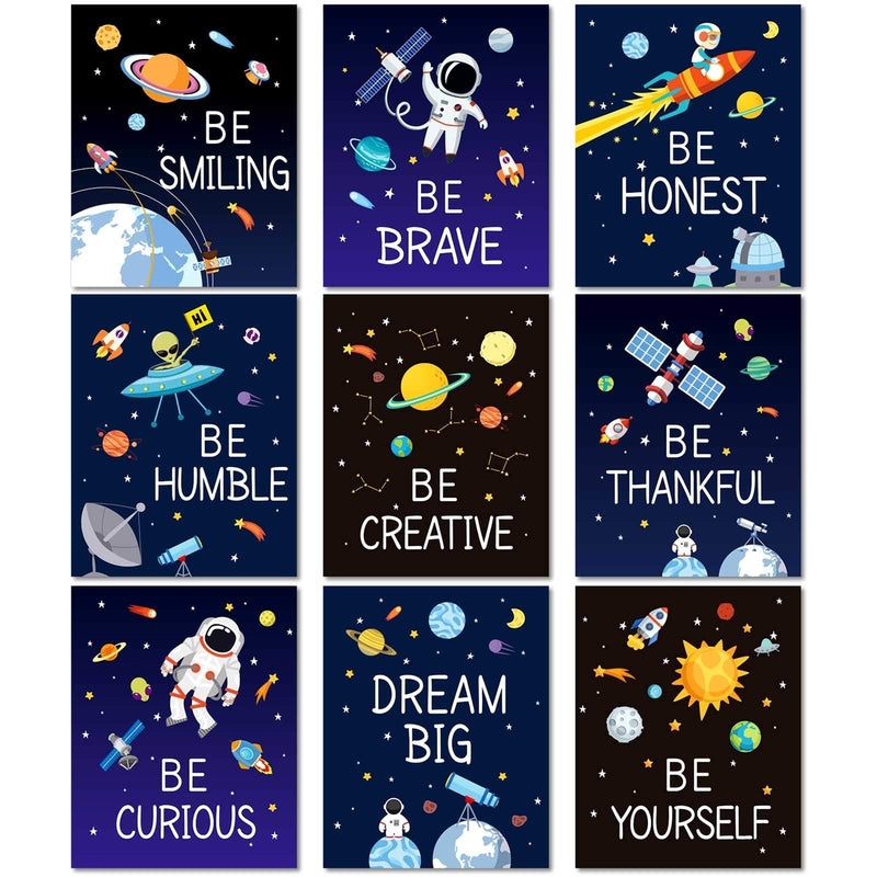 9 Pieces Space Wall Prints Unframed Space Inspirational Posters 8 x 10 Inch Planet Motivational Quote Pictures for Playroom Bedroom Classroom Decor College Dorm - NewNest Australia