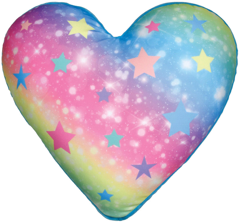 NewNest Australia - iscream Vanilla Scented Shimmering Rainbow Heart Shaped 14" x 13" Fleece Back Microbead Pillow Heart Shaped Pillow 