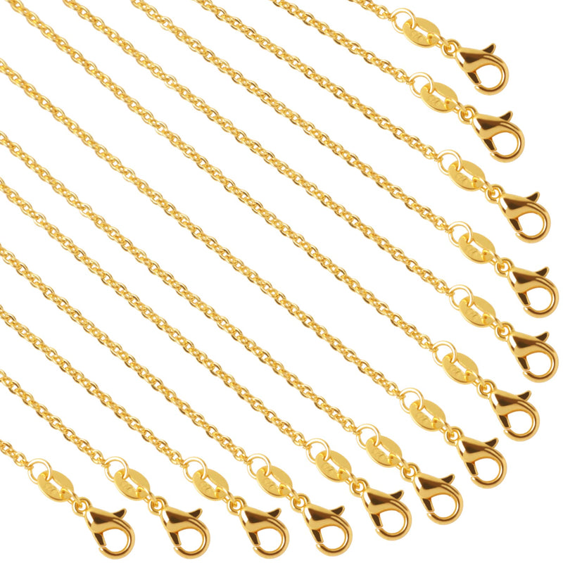 SANNIX 50 Pack Gold Plated Necklace Chains Cable Chain Necklace Bulk for Jewelry Making Supplies, 18 Inches 18 Inch - NewNest Australia