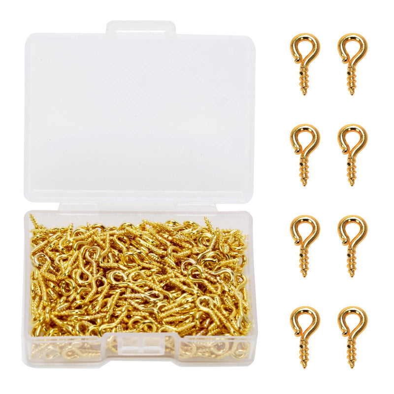 Coolrunner 300cs Small Screw Eye Pins, 10mm x 4.5mm Eye pins Hooks, Eyelets Screw Threaded Silver Clasps Hooks Eye Screws for Arts DIY Making (Silver) (Gold) Gold - NewNest Australia