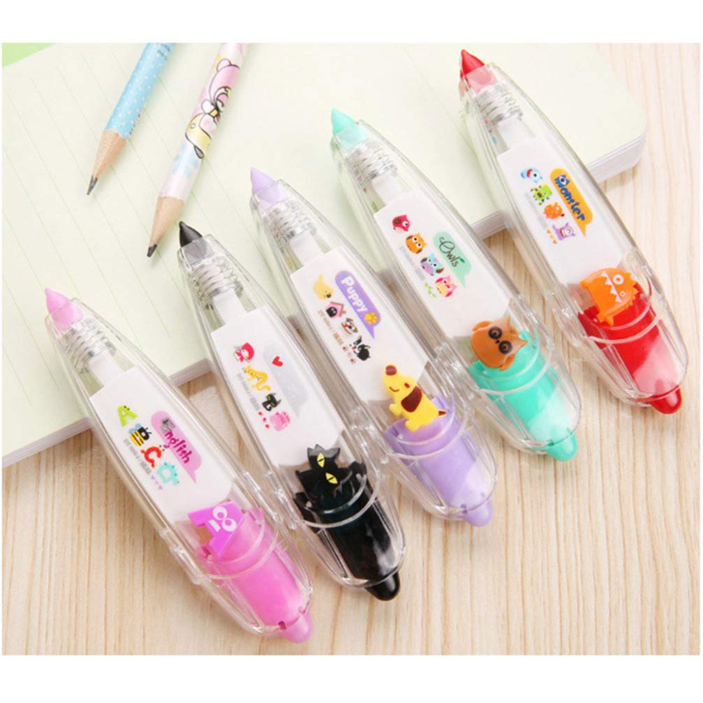 Amosfun Correction Tape Pen-(Random Color) Cute tombow Mono White Out White Out sticker-5pcs Correction Tape Cute Push Style Novelty School Supplies Correction Tape Sticker for Greeting Card Diary - NewNest Australia