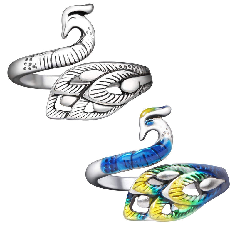 MIKIMIQI 2 Pack Adjustable Knitting Loop Crochet Loop Yarn Guide Finger Holder Ring Knitting Accessories Peacock Open Finger Ring Adjustable Braided Ring for Faster Knitting, 2 Styles - NewNest Australia
