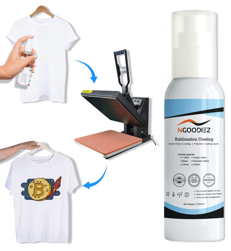 Sublimation Coating Spray for Cotton T-Shirts, All Fabric Including Polyester, Carton, Tote Bag, Pillows,Socks with high Gloss Finish and Quick Dry Formula 1 Step Process (100 ml) 100 ml - NewNest Australia