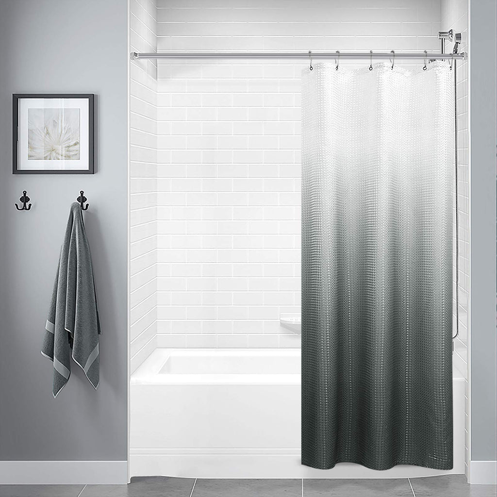 NewNest Australia - Textured Fabric Bath Shower Curtain, Polyester Ombre Shower Curtains for Bathroom, Waterproof Shower Curtain Liner with 12 Hooks,Machine Washable (36 x 72 inch, Grey) 36 x 72 inch 