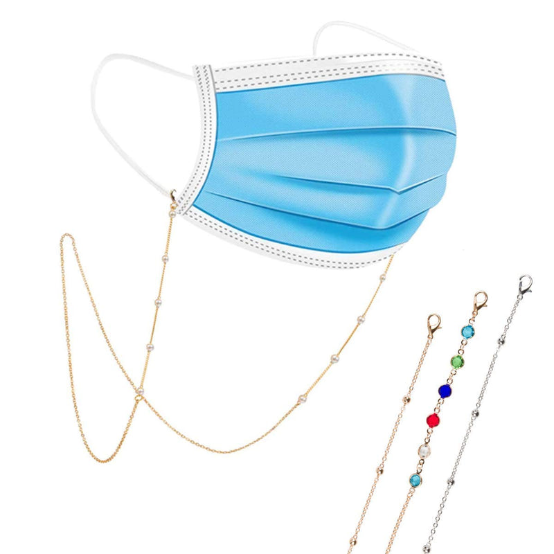 Face Mask Chains (3 Pack) - Gold and Silver Lanyard Chains for Masks - Mask Holder Chain for Women and Kids - Dual Purpose Use as Eyeglass Strap - 3 Pack - NewNest Australia