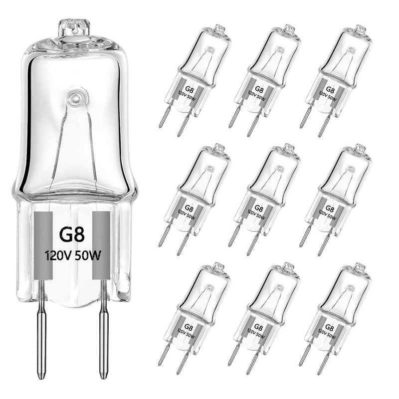 AHEVO G8 Light Bulbs 50W 120V Halogen Light Bulb G8 Base Bi-Pin 50W T4 JCD Warm White Under Cabinet Puck Lighting Replacements,10Pack - NewNest Australia