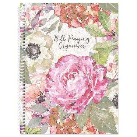 Pale Peony Bill Paying Organizer - Large 9" by 12 inch, Spiral-Bound, 14 Pocket Pages, 32 Label Stickers, Bill Tracking Receipt Storage - NewNest Australia