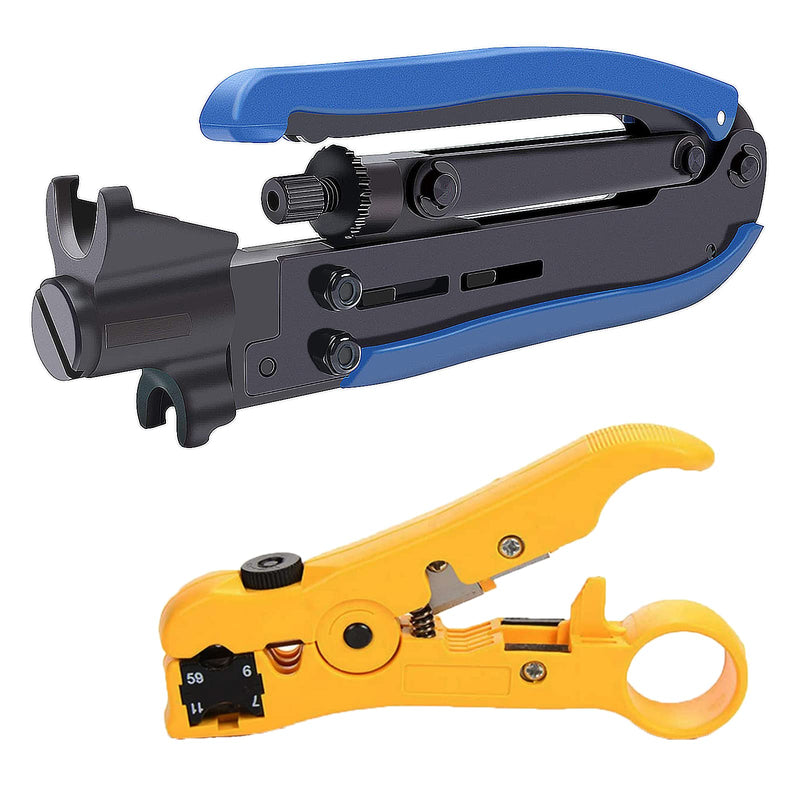 RG6 Compression Tool Coax Cable Crimper Kit, Coax Cable Crimper Kit, Coaxial Compression Tool, Adjustable RG6 RG59 RG11 75-5 75-7 Coaxial Cable Stripper - NewNest Australia