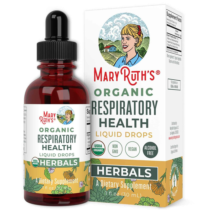 USDA Organic Respiratory Health Liquid Drops with Mullein Leaf, Marshmallow Root & Elderberry | Sinus Relief and Lung Cleanse Tonic Herbal Blend | Immune Support | Non-GMO | Vegan | 1 Fl Oz - NewNest Australia