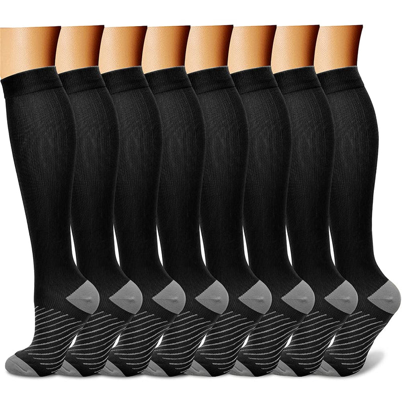 CHARMKING Copper Compression Socks for Women & Men Circulation (8 Pairs)15-20 mmHg is Best Support for Athletic Running Small-Medium 01-black/Grey - NewNest Australia