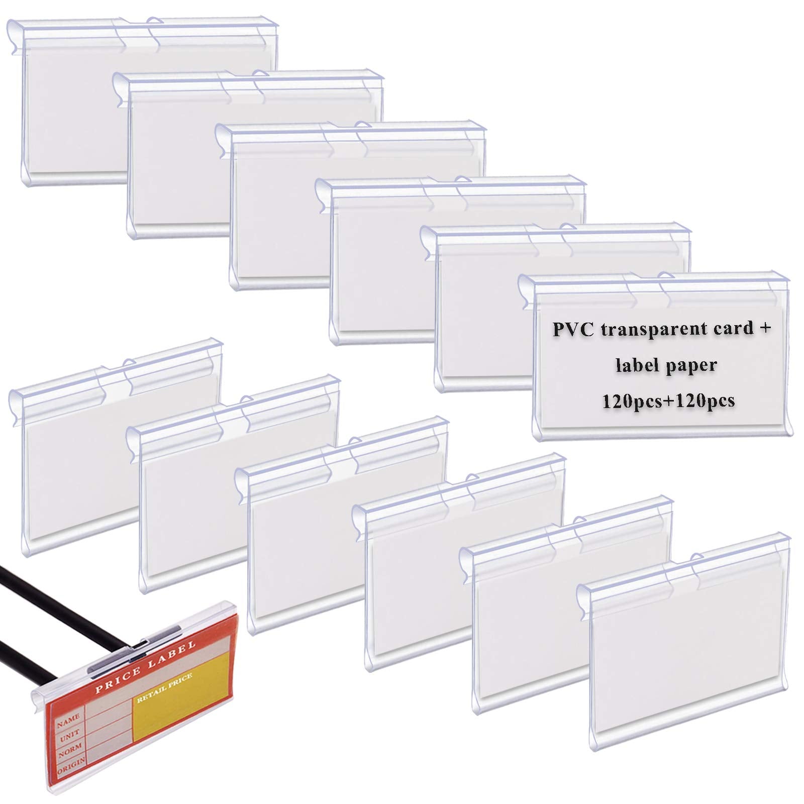 Aulufft clear plastic clip-on label holders for storage bins and baskets