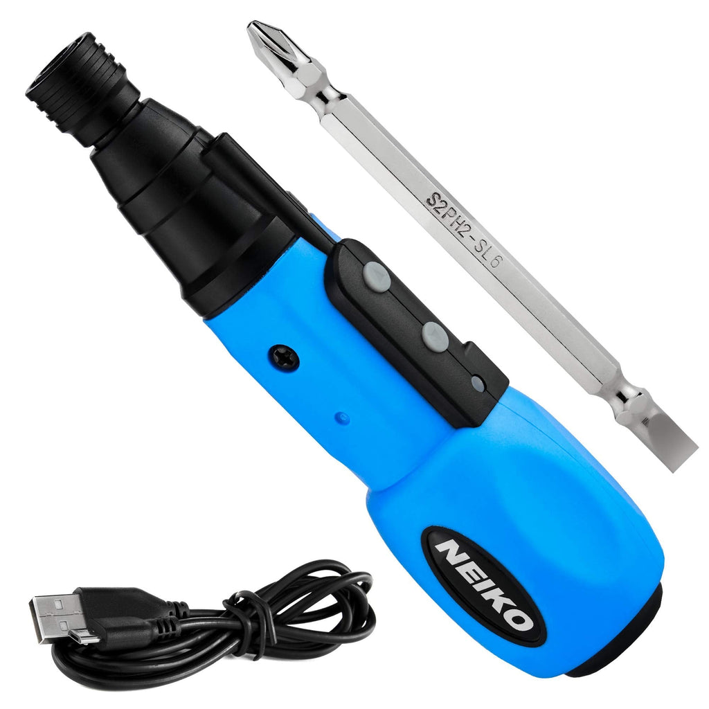 NEIKO 10577A Cordless Power Screwdriver | 1/4” Hex Auto-Lock Safety Chuck | Includes Phillips and Flathead Bit | USB Rechargeable Lithium-Ion Technology | Auto and Manual Mode - NewNest Australia