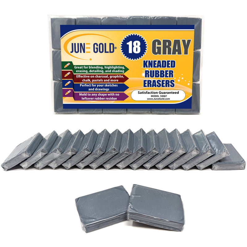 June Gold Kneaded Rubber Erasers, Gray, 18 Pack - Blend, Shade, Smooth, Correct, and Brighten Your Sketches and Drawings - NewNest Australia