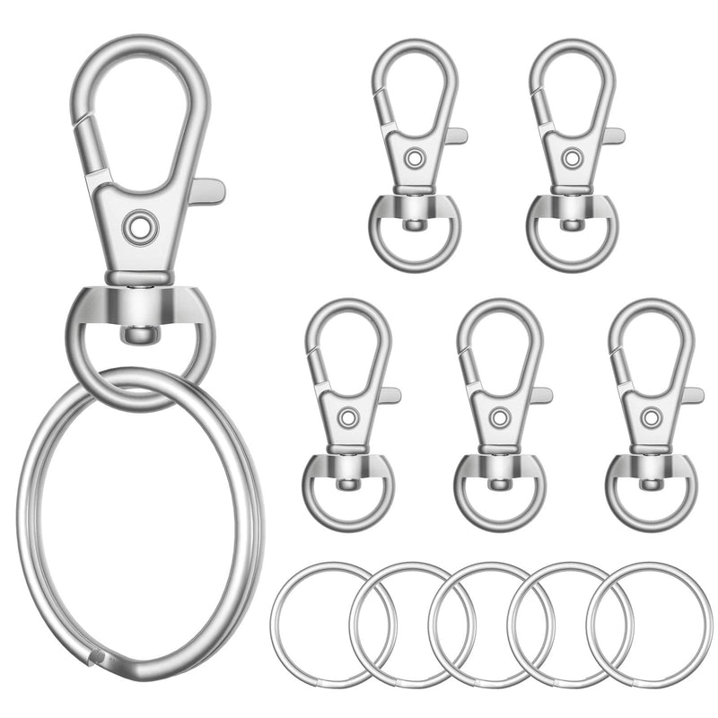 sprookber 100pcs Metal Lobster Claw Clasp with Key Ring, Keychain Rings for Crafts, Key Jewelry DIY Crafts, Lanyard Clips snap Hook, Swivel Clasps Clip (Claw Clasp 50pcs+Key Ring 50pcs) 1.2inch(32mm) - NewNest Australia