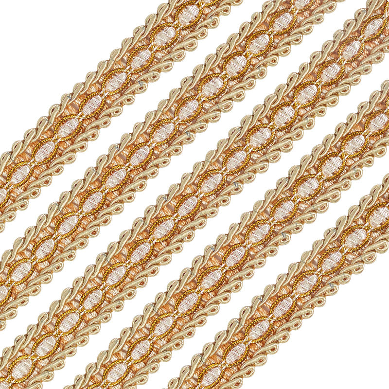 FINGERINSPIRE Gold Braid Trim 5/8" X 12.5 Yards Polyester Ribbon Woven Gimp Fringe Trim for Costume DIY Crafts Sewing Jewelry Making Home Decoration - NewNest Australia