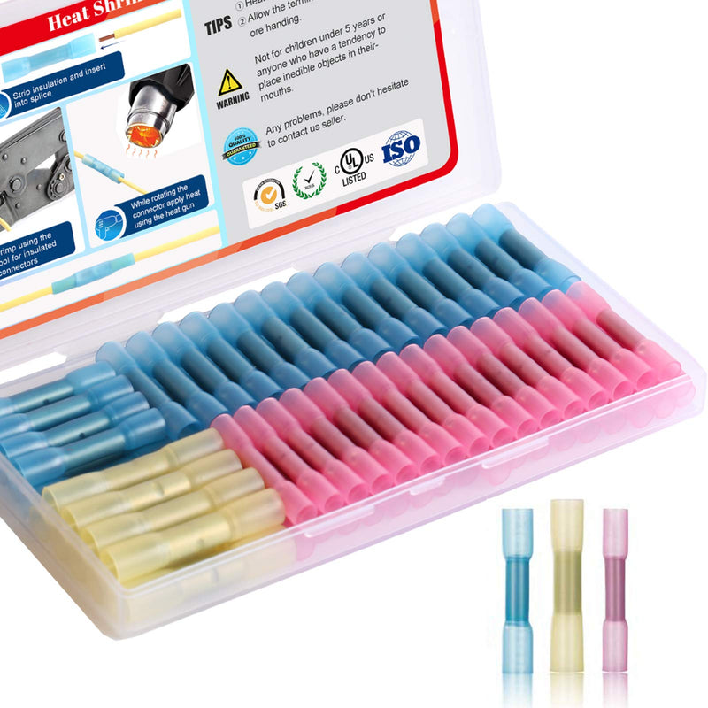 AIRIC Heat Shrink Wire Connectors Waterproof 100PCS Marine Automotive Electrical Crimp Insulated Connectors 22-16AWG 16-14 Gauge 12-10 AWG Butt Splice Terminal Connectors KIT Heat shrink connectors - NewNest Australia