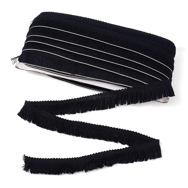 MegaPet Black Polyester Fringe Tassel Lace Trim 1 Inch x 82 Feet Chainette Fringe Fibre Trim for Sewing Quilting DIY Home Decoration - NewNest Australia