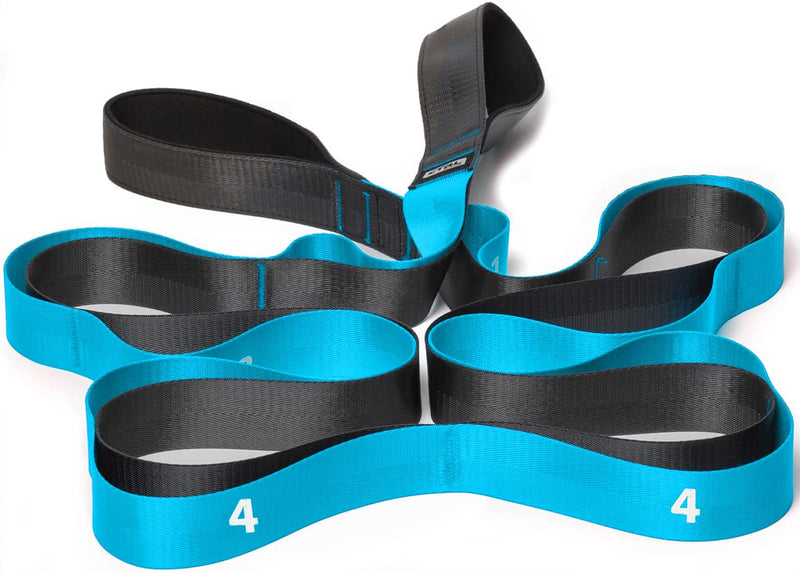 Stretching Strap with Loops for Physical Therapy, Yoga, Exercise and Flexibility - Non Elastic Fitness Stretch Band + Exercise Instructions & Carry Bag by CTRL Sports 10 Loops - Blue - NewNest Australia