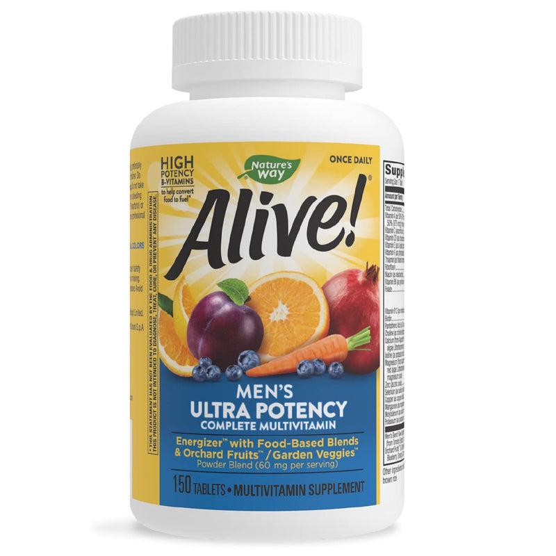 Nature's Way Alive! Men's Ultra High Potency Complete Multivitamin, B-Vitamins, Natural, 150 Count Men's 150 Count - NewNest Australia