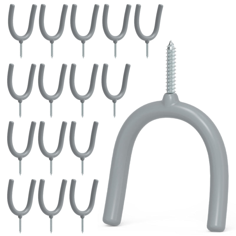 POETISKE Screw in U Utility Hooks Wall Mount Garage Storage Organizer Hanger Hanging Shovels Broom Guitar Garden Tools Heavy Duty Vinyl Holder 16pack - NewNest Australia