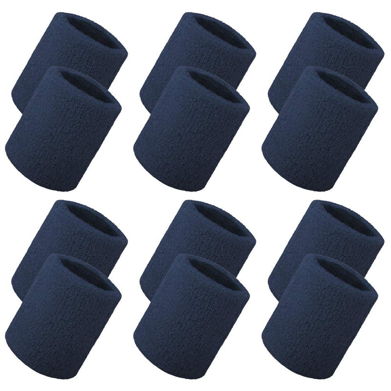 TOPTIE 12 PCS Wrist Sweatbands, Cotton Terry Cloth Sports Wristbands for Working Out Basketball Football Navy - NewNest Australia