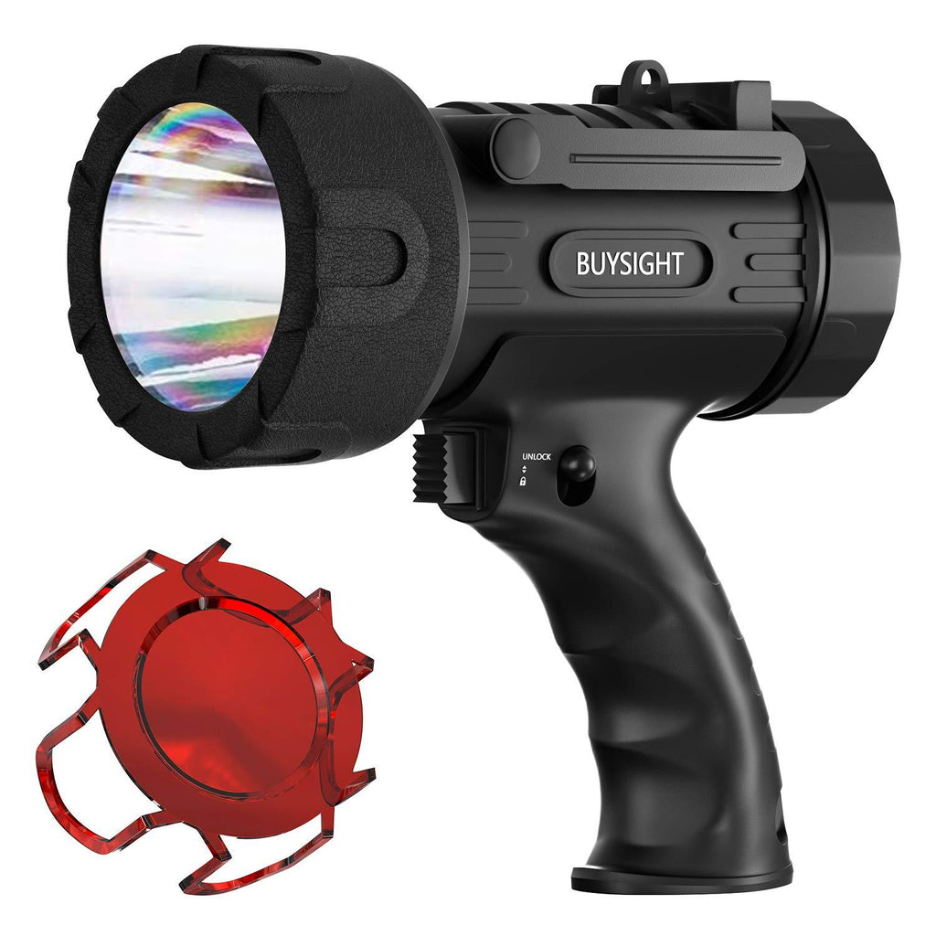 BUYSIGHT Rechargeable spotlight,Spot lights hand held large flashlight 6000 lumens handheld spotlight Lightweight and Super bright flashlight (Black&Red) Black&Red - NewNest Australia