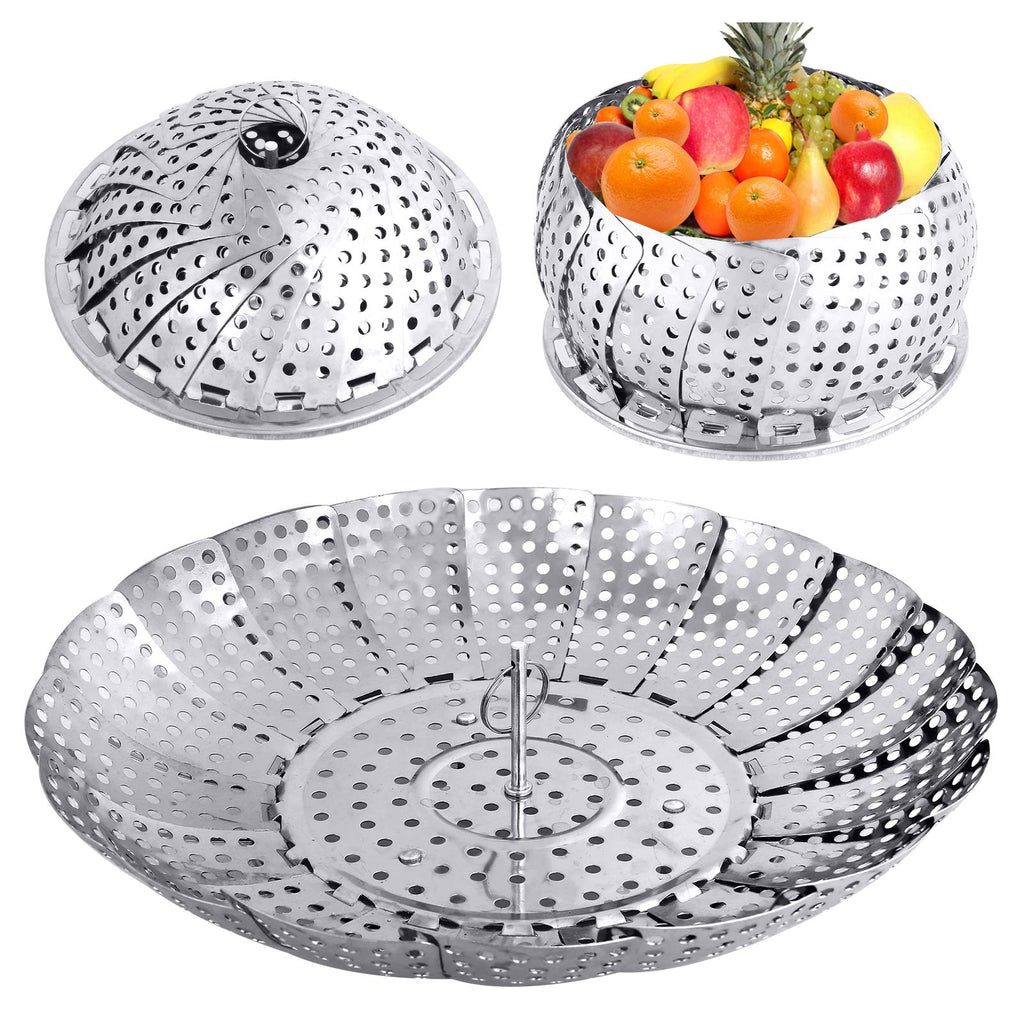 YLYL Veggie Vegetable Steamer Basket, Folding Steaming Basket, Metal Stainless Steel Steamer Basket Insert, Collapsible Steamer Baskets for Cooking Food, Expandable Fit Various Size Pot(5.9" to 9.8") - NewNest Australia