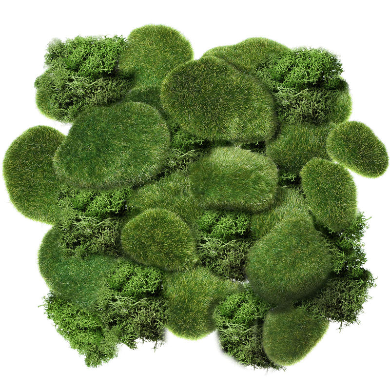 Chuangdi 20 Pieces Artificial Moss Rock Assorted Sized Decorative Faux Green Stones Green Moss Balls with 20 Gram Preserved Green Moss for Floral Arrangements and Crafting Fairy Gardens - NewNest Australia